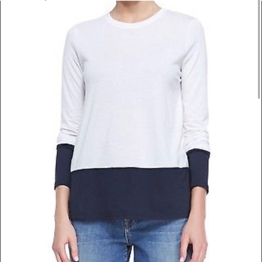 Vince Two-Tone Long Sleeve Tee, XS